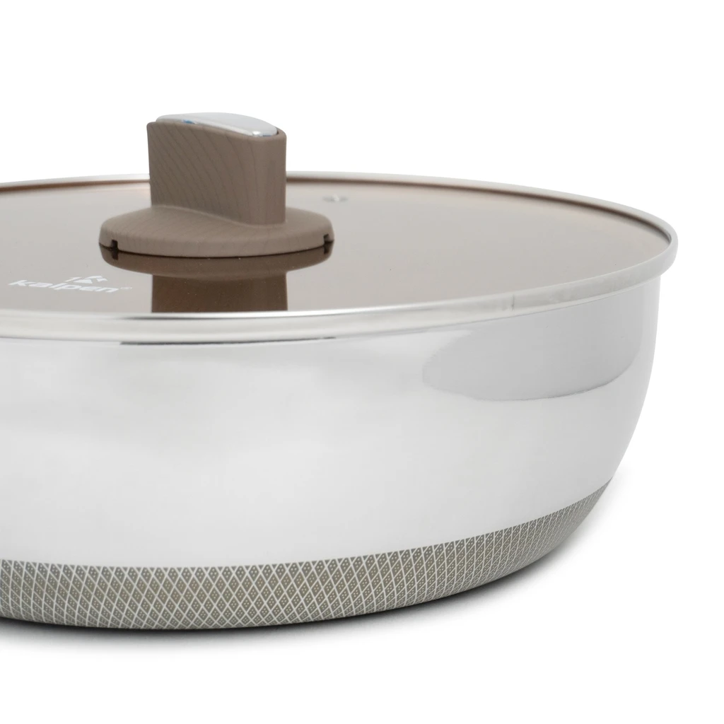 Chảo inox Kalpen có vung kính 24cm (TS24)