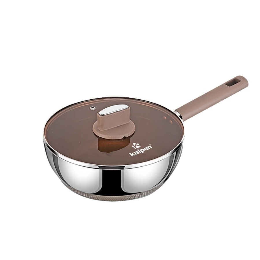 Chảo inox Kalpen có vung kính 28cm (TS28)