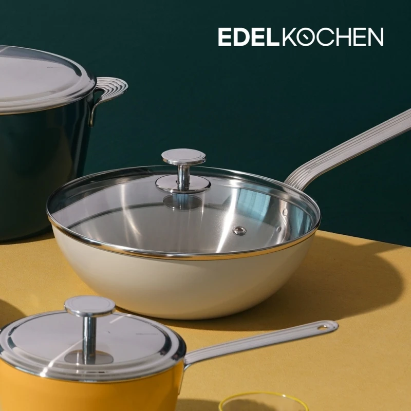 Chảo sâu lòng Edelkochen Vola Collection 26cm inox 316 màu kem có nắp