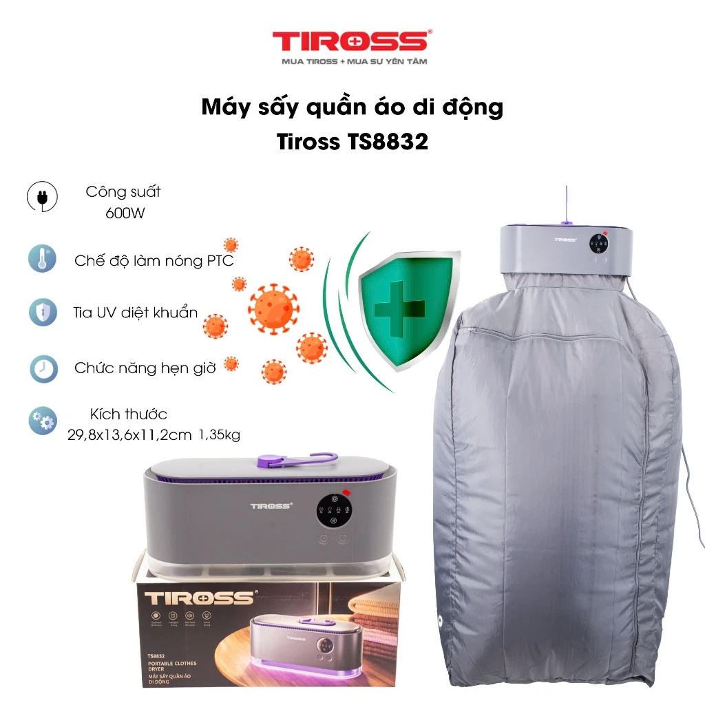 Máy sấy quần áo di động Tiross TS8832