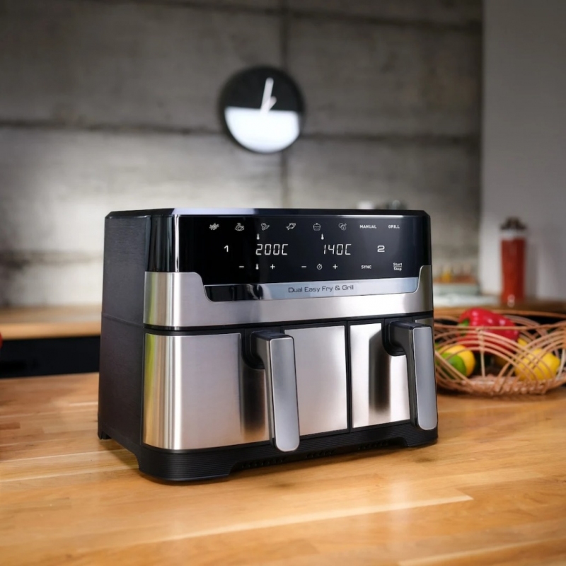 Nồi chi&ecirc;n kh&ocirc;ng dầu 2 ngăn Tefal Dual Easy Fry & Grill EY905D10 8.3L