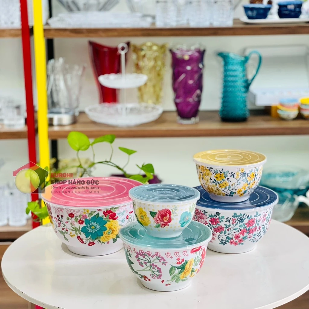 Set 5 thố nhựa The Pioneer Woman Melamine Mixing Bowl Fancy Flourish