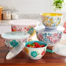 Set 5 thố nhựa The Pioneer Woman Melamine Mixing Bowl Fancy Flourish