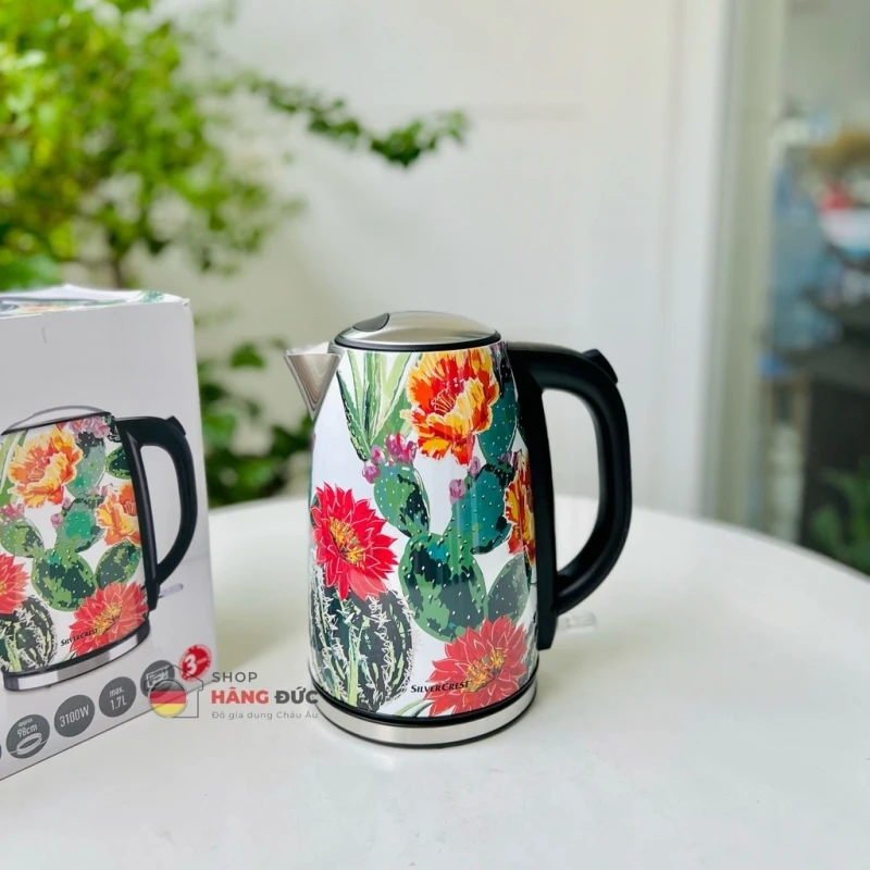 Ấm siêu tốc Silvercrest SWC 3100 C1 1,7l (hoa Xương Rồng)
