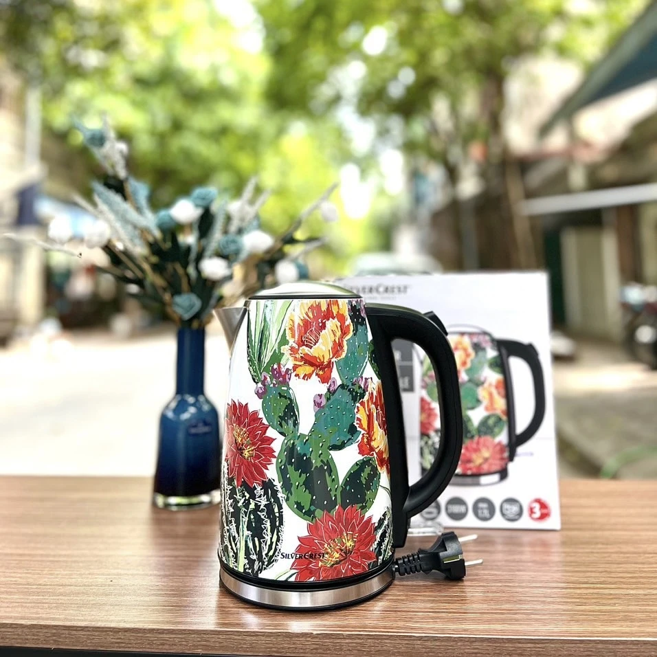 Ấm siêu tốc Silvercrest SWC 3100 C1 1,7l (hoa Xương Rồng)