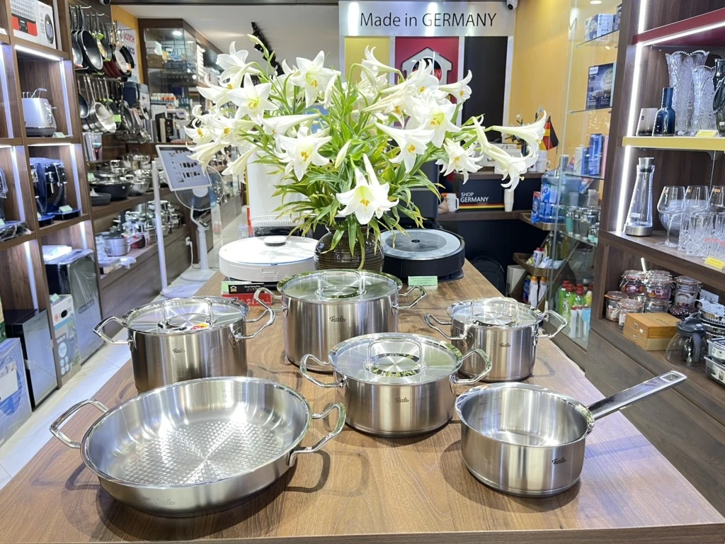 Bộ nồi Fissler Pure Profi 6 món vung inox