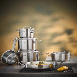 Bộ nồi Fissler Original Profi 6 món nắp inox (chảo 2 quai)