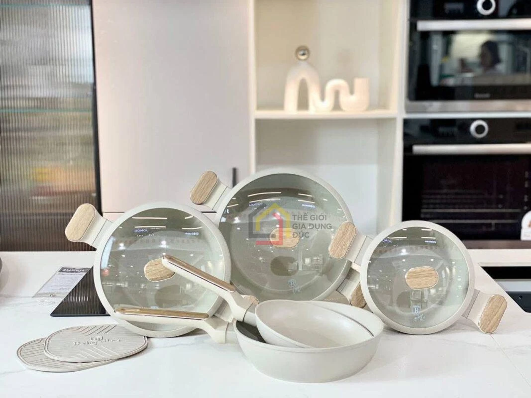 Bộ nồi Berlinger Haus BH/8324 – Sahara 10 món màu kem
