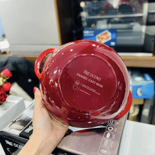 Nồi chảo gang Oceno size 25cm (màu dỏ)