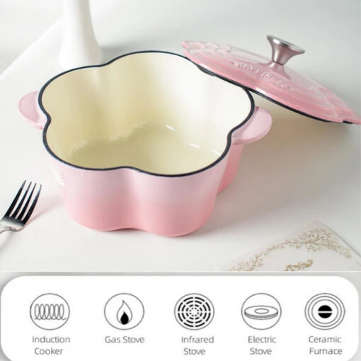 Nồi gang hoa Happiness 20cm 2,6L (xanh)