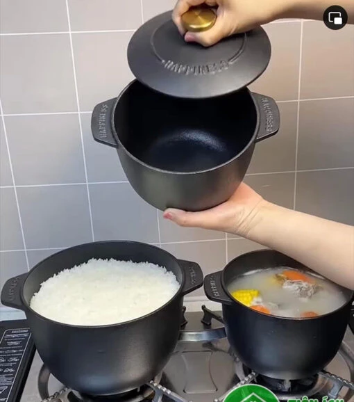 Nồi gang thô nguyên khối chống dính Happiness 16cm