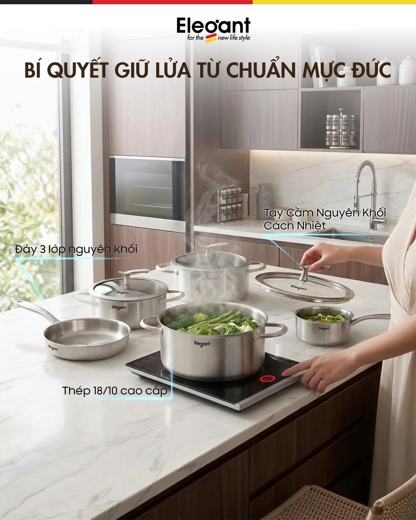    	 BỘ NỒI 5 MÓN ELEGANT PHOENIX - 01