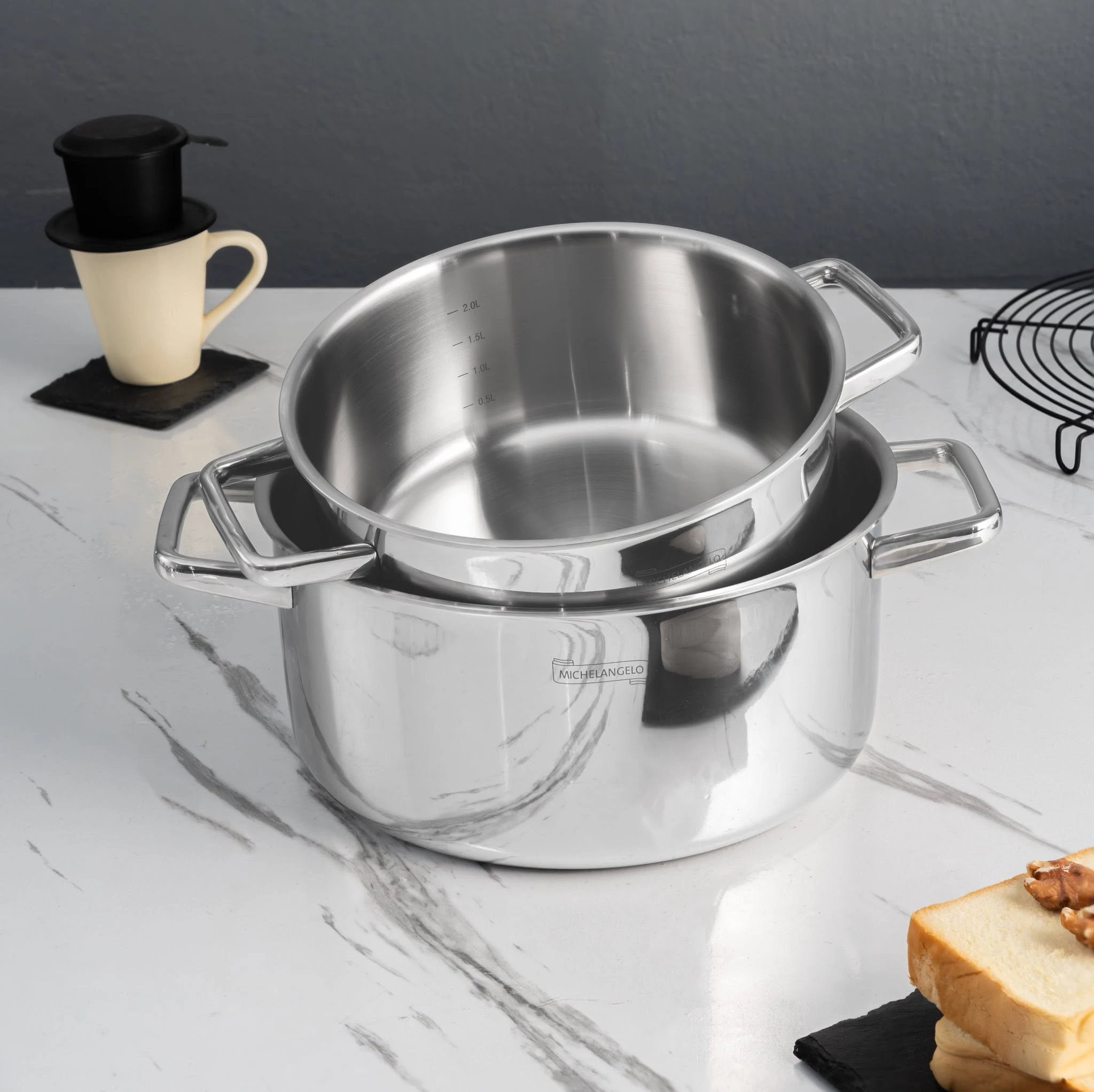 MICHELANGELO HOME CHEF 4 MÓN (106041) tặng 1 CHẢO VÂN TỔ ONG Diamond Plus 26cm
