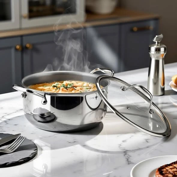    	 NỒI CANH O843 INOX KHÔNG DÍNH VI ĐIỂM OYATTON 24CM
