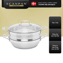 Chảo inox sâu lòng kèm xửng hấp Scanpan Impact 28cm