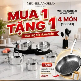 MICHELANGELO HOME CHEF 4 MÓN (106041) tặng 1 CHẢO VÂN TỔ ONG Diamond Plus 26cm
