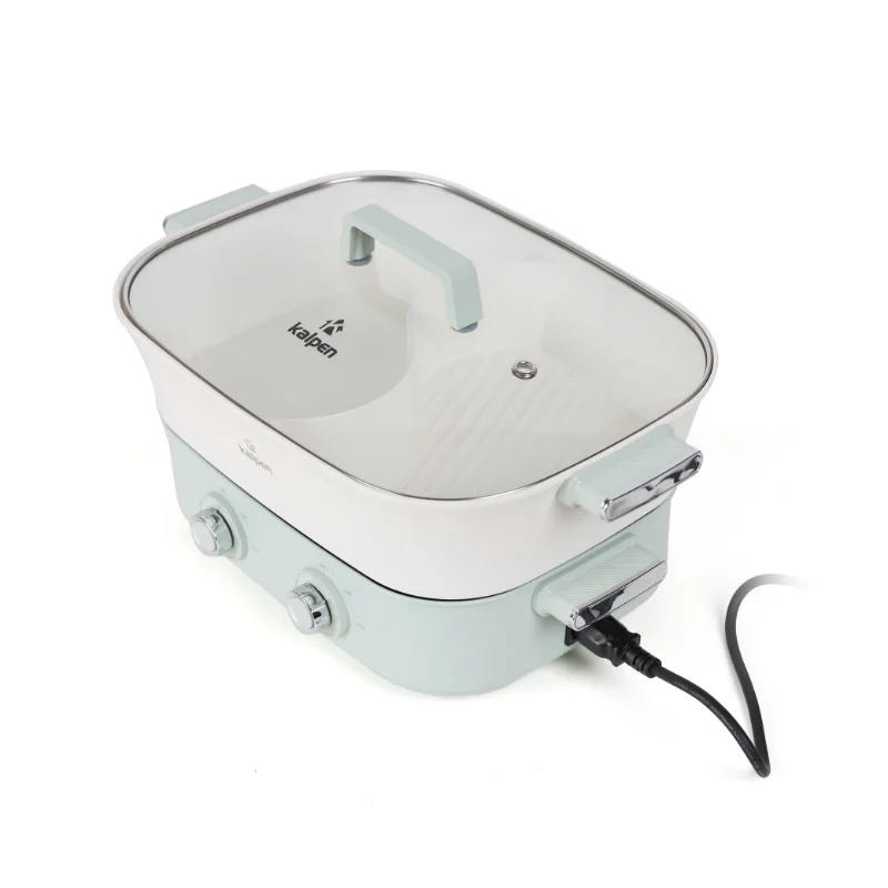 Bếp lẩu nướng hai ngăn tháo rời Kalpen PP66 6.5L Xanh lá