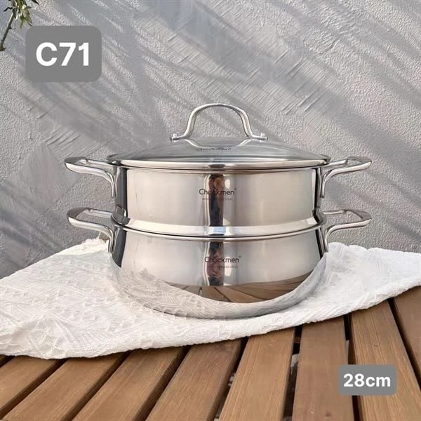 Bộ nồi xửng 2 tầng C71 CHOCKMEN 28cm, inox 18/10, model: CKM-ZY3L28Z