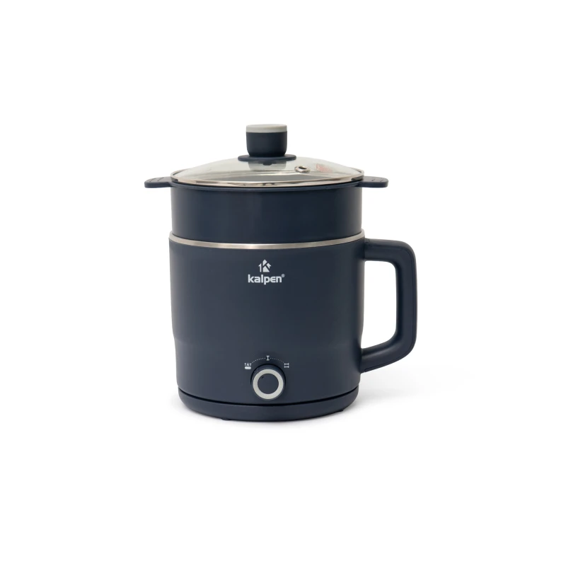 Ca lẩu điện mini có khay hấp Kalpen P6 1.8L Xanh Than