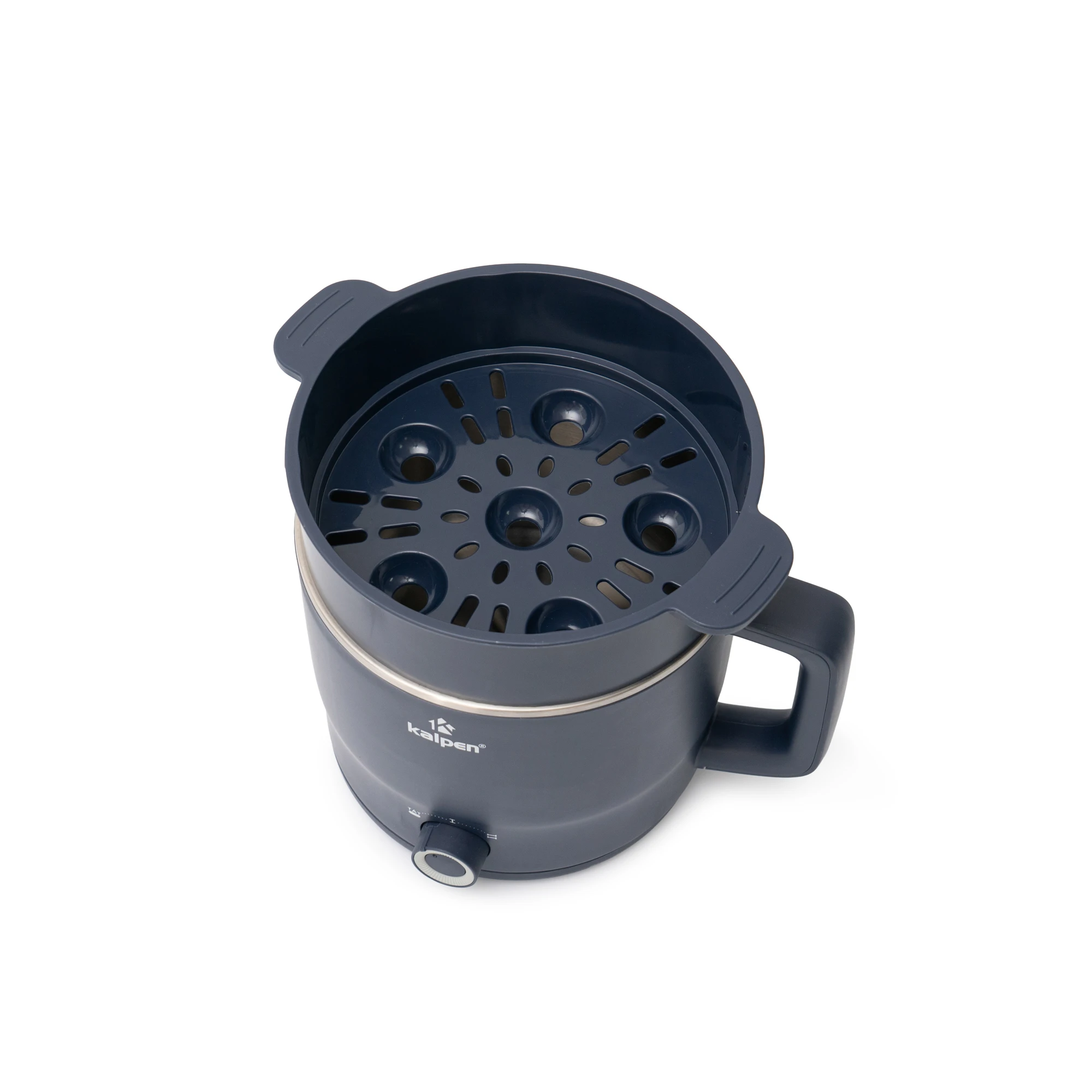 Ca lẩu điện mini có khay hấp Kalpen P6 1.8L Xanh Than