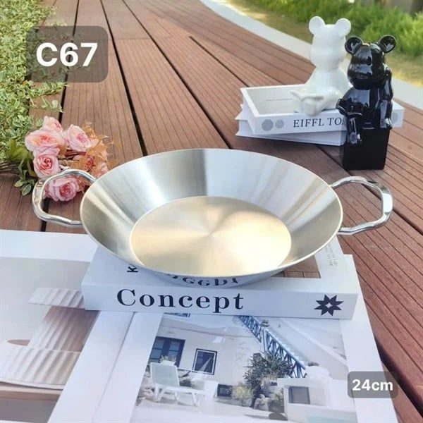 Chảo xào C67 CHOCKMEN không nắp 24cm, inox 18/10, model: CKM-JY24SFP