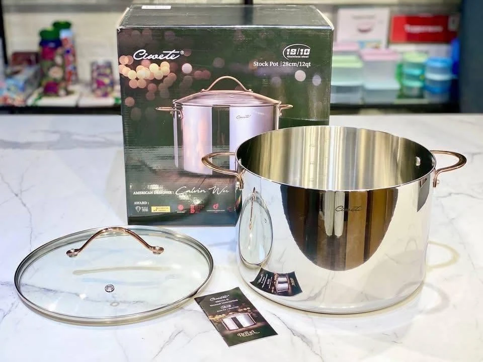 NỒI LUỘC GÀ INOX CIWETE VUNG KÍNH - 28CM