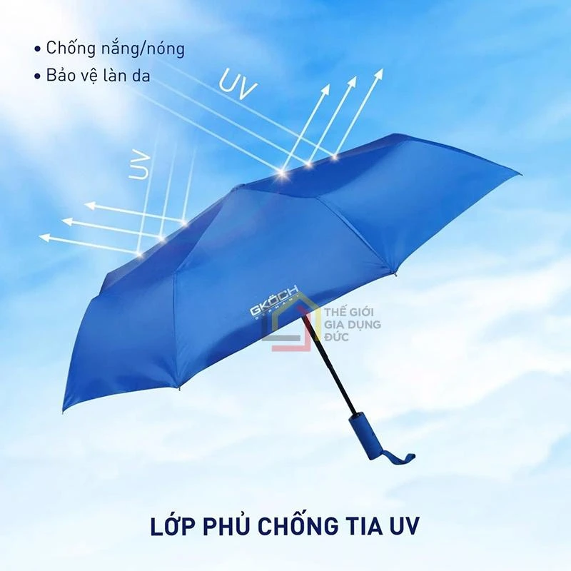 Ô cầm tay tự động, có cán kiểu ống lồng, gấp gọn được, model: HJ001. Nhãn hiệu: GKOCH