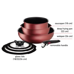 Bộ 3 nồi chảo cán rời kèm nắp kính Tefal Ingenio Unlimited