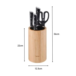 Bộ dao kéo thép Đức 4 món và kệ dao gỗ Tefal Ice Force
