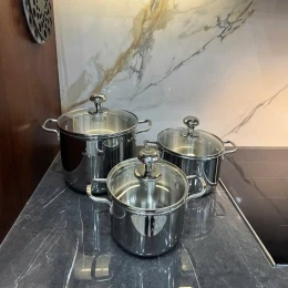 Bộ nồi 3 món đáy liền khối 3 lớp inox Kailer KL-566