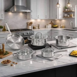 Bộ nồi 5 món Michelangelo Cook 4 U. Quánh 16cm, Nồi thấp 20cm, Nồi cao 20cm, Nồi cao 24cm, Chảo inox 26cm