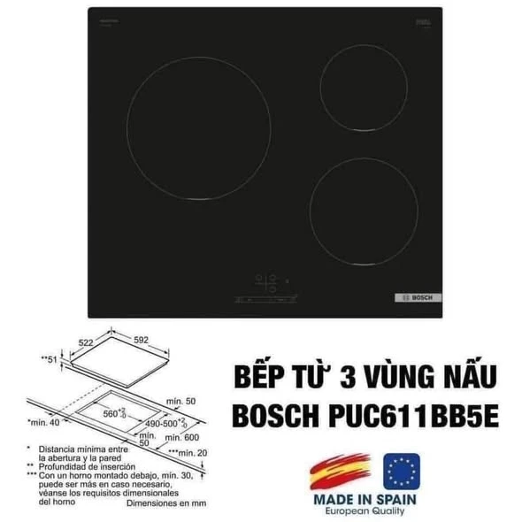BẾP BOSCH PUC611BB5E - SERI 4 (3 vùng nấu)