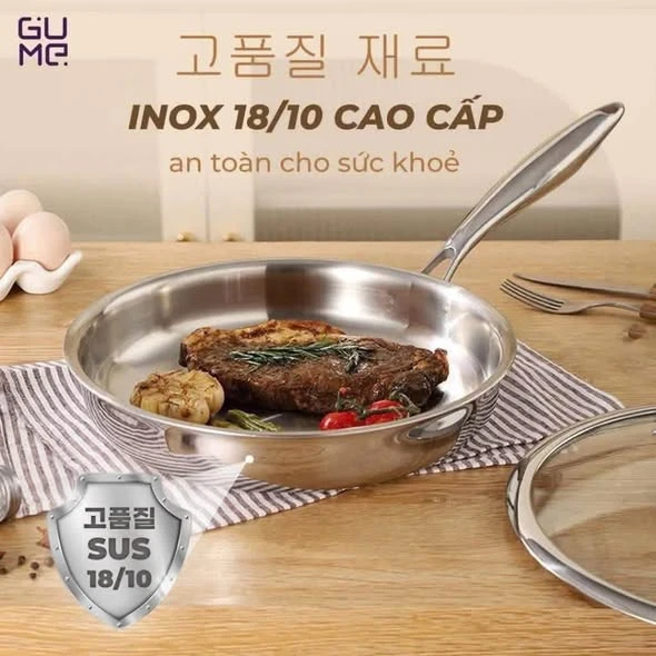 Chảo Inox Nguyên Khối Gume Cao Cấp 18/10 GPS-1220 size 20cm