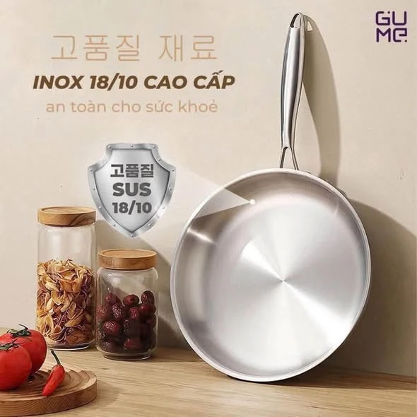 Chảo Inox Nguyên Khối Gume Cao Cấp 18/10 GPS-1226 size 26cm