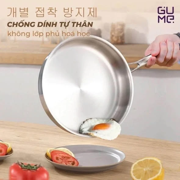 Chảo Inox Nguyên Khối Gume Cao Cấp 18/10 GPS-1228 size 28cm