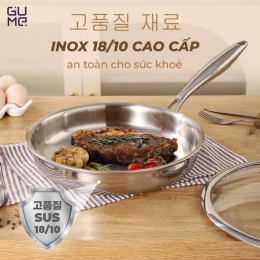 Chảo Inox Nguyên Khối Gume Cao Cấp 18/10 GPS-1224 size 24cm