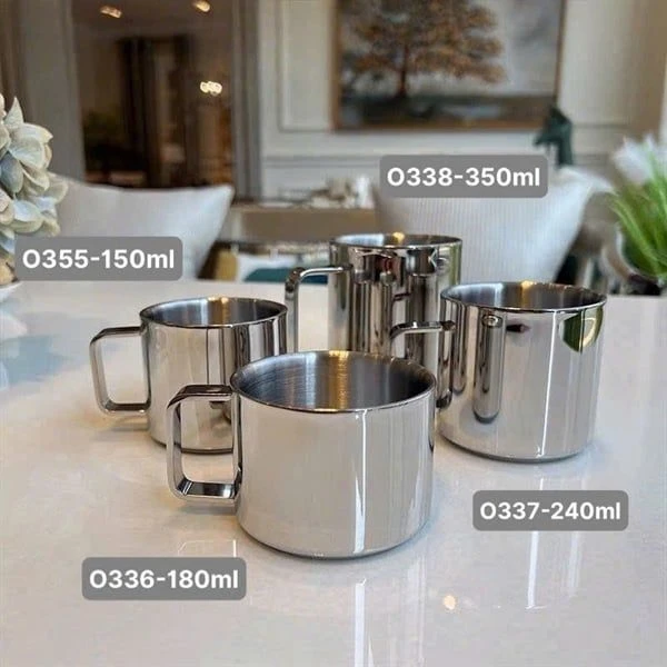 Cốc có quai O337 OYATTON 240ml, inox 18/10, model: OYT-AL337P240