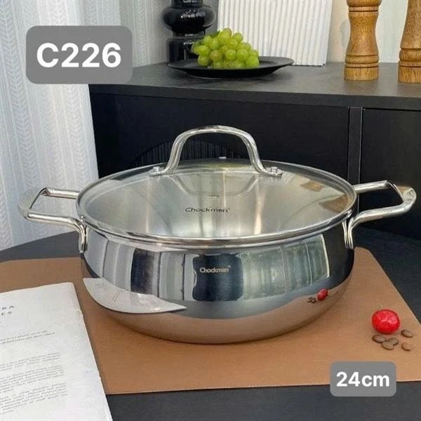 Nồi lẩu lùn C226 CHOCKMEN 24cm, inox 18/10, model: CKM-ZY3L24T