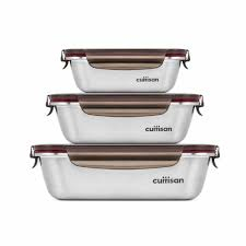Set 3 hộp inox 304 cao cấp Cuitisan Flora chữ nhật (SET A)- EC7-SS357S
