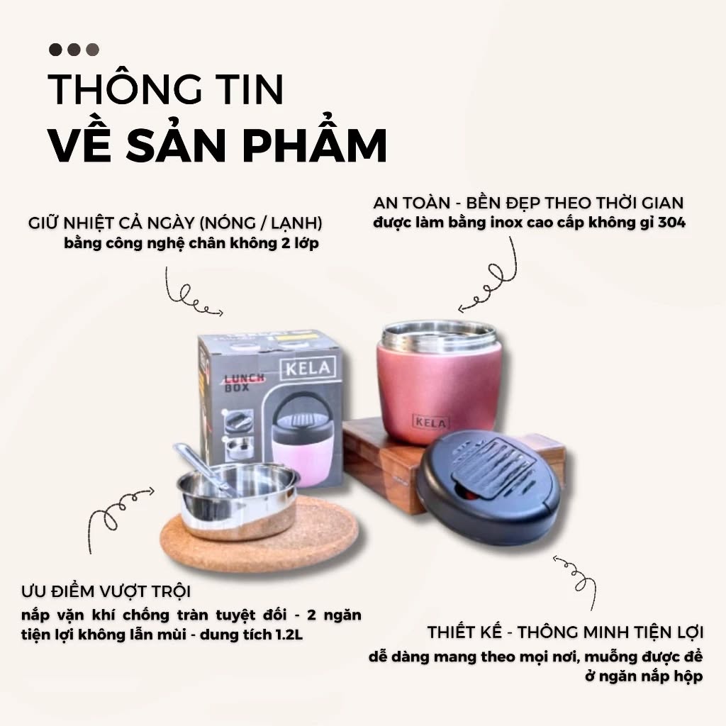 Cặp lồng giữ nhiệt Kela 1.2L là lựa chọn lý tưởng cho dân văn phòng